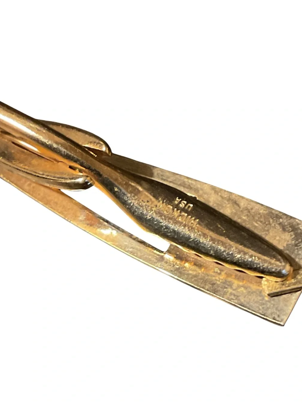 Tie Clip-1 with gold tone faux pearls and glass- 1 vintage Hickok with Letter